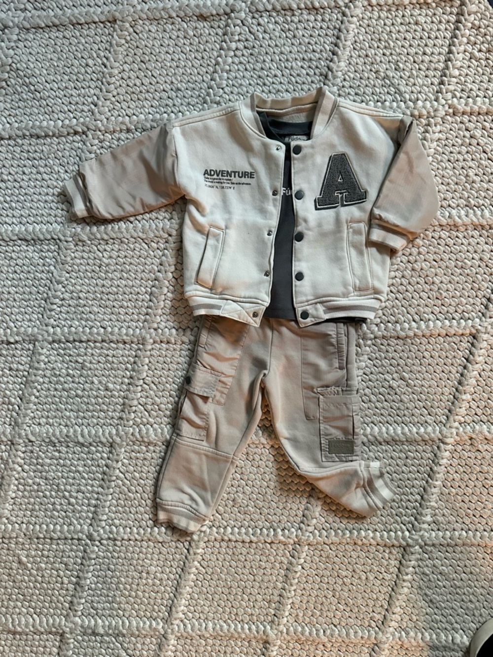 Kids Beige Cargo Sweatpants Joggers